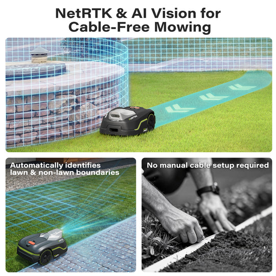 SUNTEK SRM3080 RTK+ AI Stereo Vision Vision Wireless Robotic Mower, for 1/5 Acres