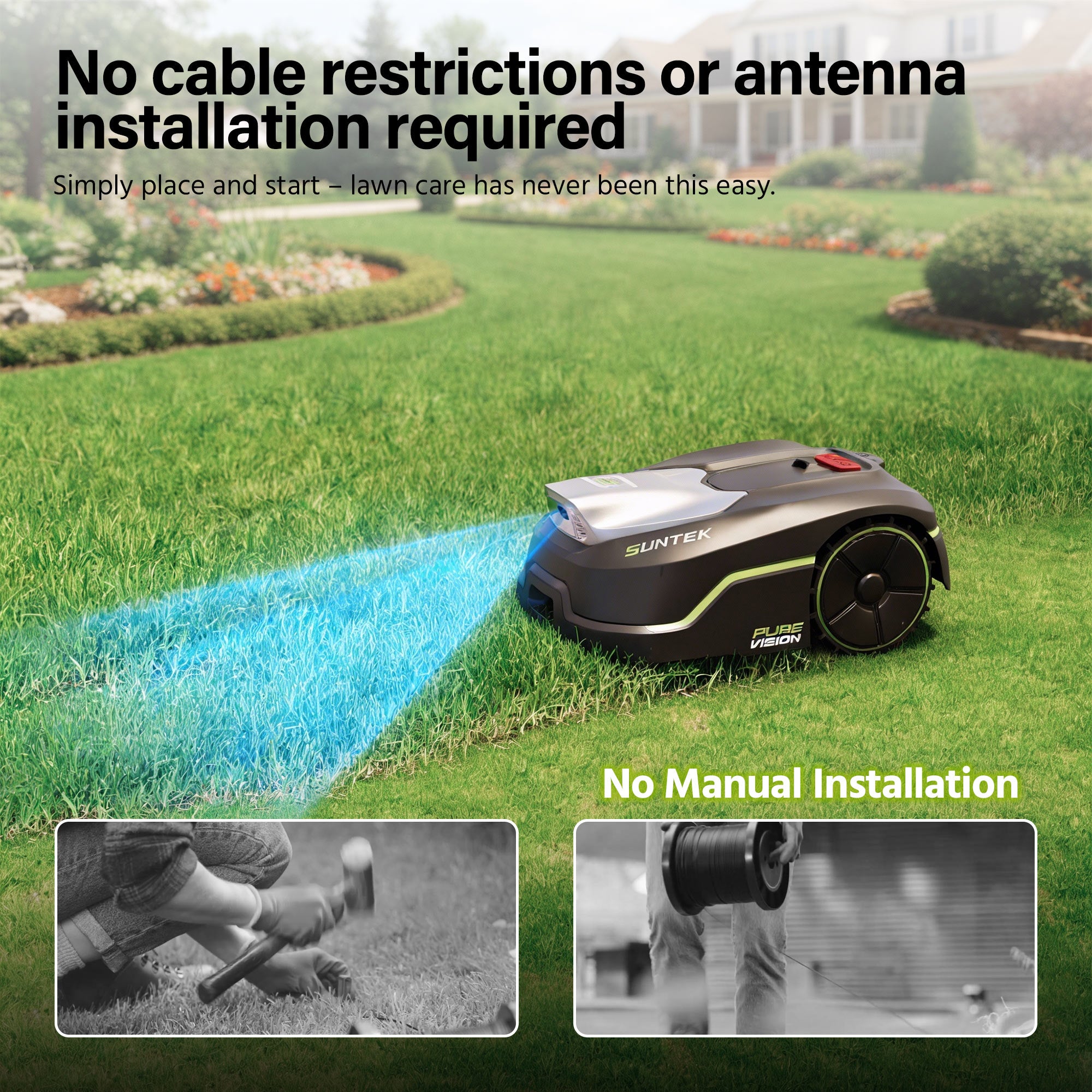 SUNTEK SRM2025 AI Pure Vision Wireless Robotic Mower, AI Vision, Max 250 m² - SUNTEK