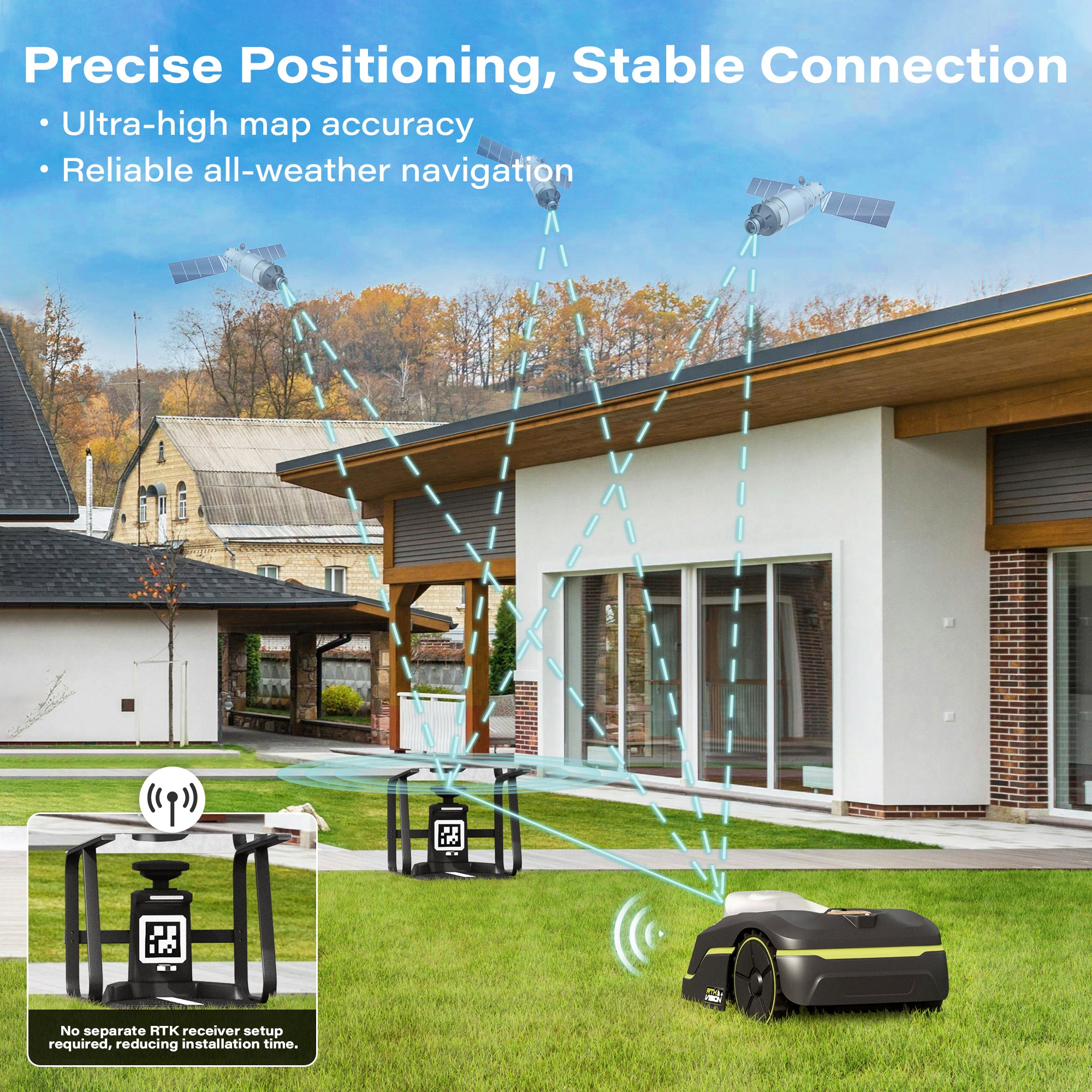 SUNTEK SRM3080 RTK+ AI Stereo Vision Vision Wireless Robotic Mower, for 1/5 Acres - SUNTEK