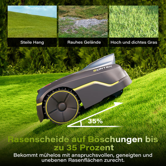 Mähroboter ohne begrenzungskabel AI Vision-Kamera, Rasenmäher Roboter, Max 600 m², Genaue Hindernisvermeidung, IPX5-Wasserschutz, APP Bedienbar