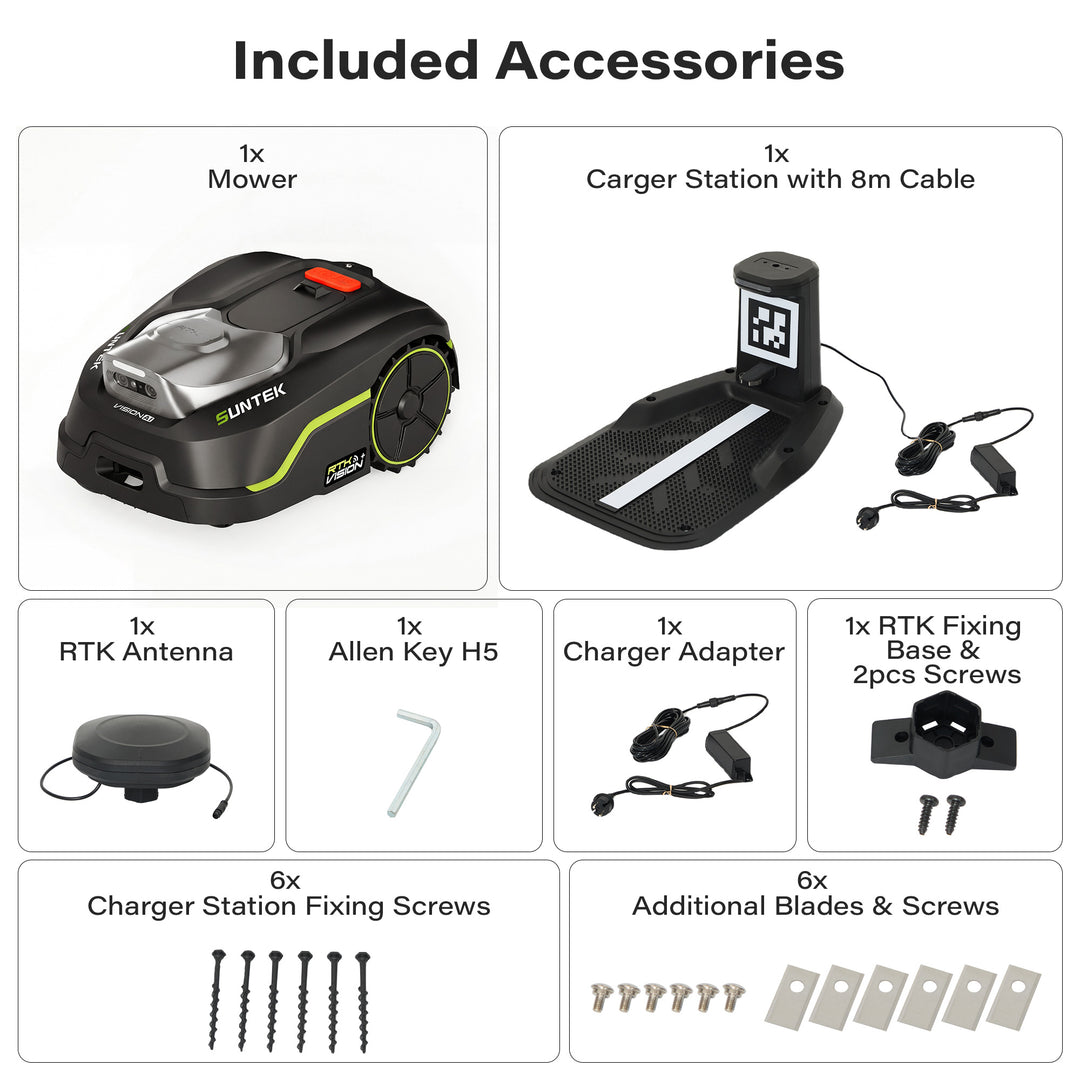 SUNTEK SRM3080 RTK+ AI Stereo Vision Vision Wireless Robotic Mower, for 1/5 Acres