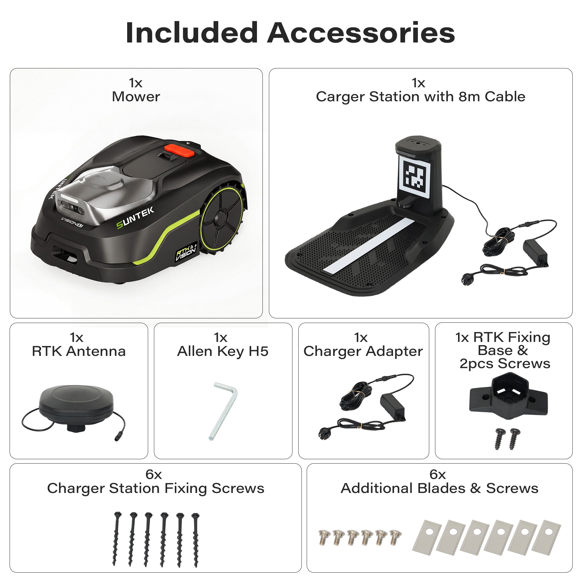 SUNTEK SRM3080 RTK+ AI Stereo Vision Vision Wireless Robotic Mower, for 1/5 Acres - SUNTEK