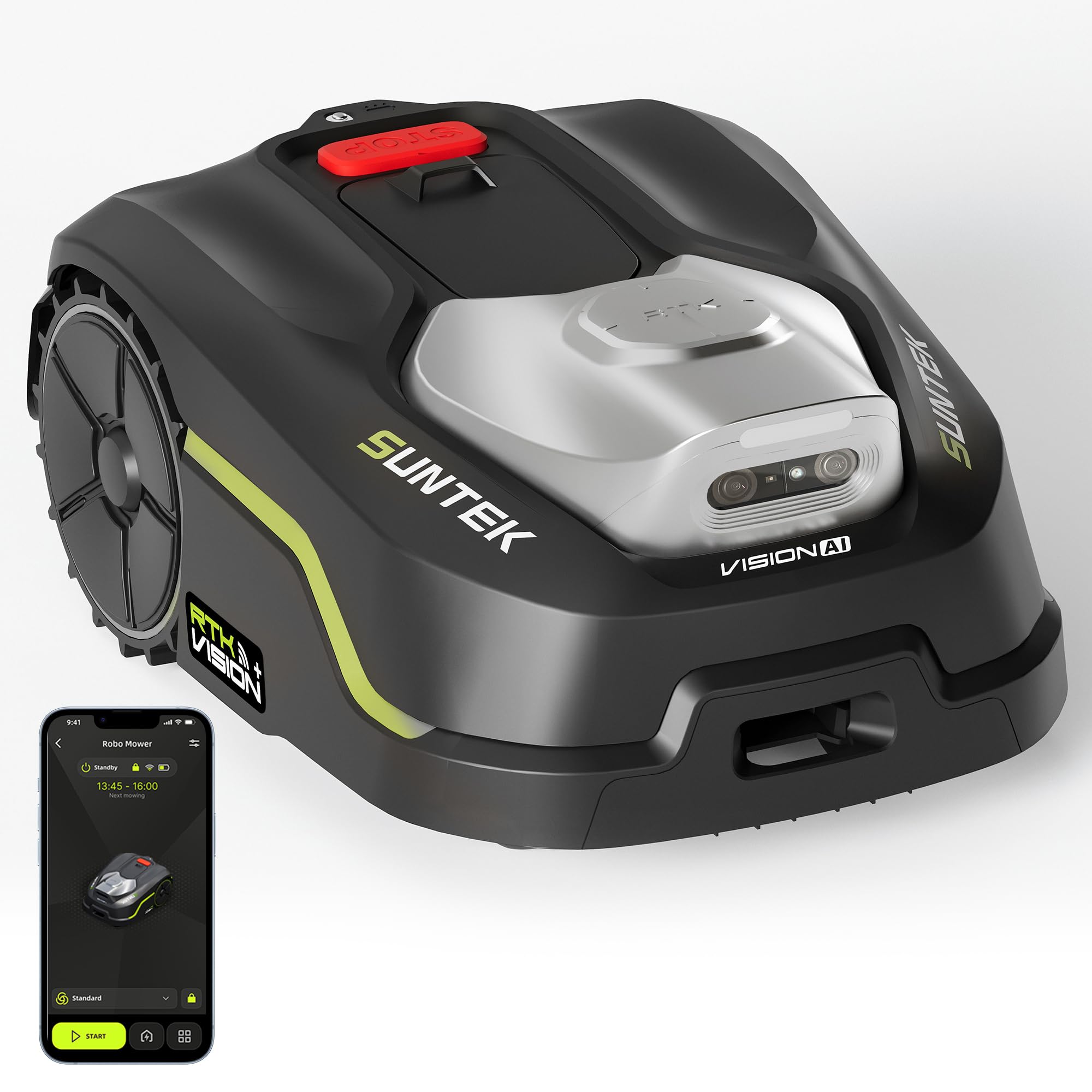 SUNTEK SRM3150 RTK+ AI Stereo Vision Vision Cordless Robotic Mower, for 1/3 Acres - SUNTEK