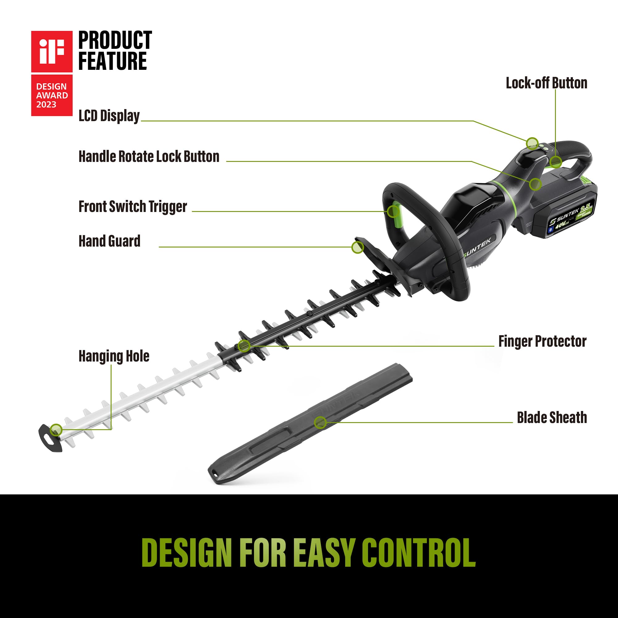 Suntek 40V 24-inch Hedge Trimmer - SUNTEK